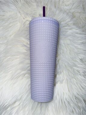 Starbucks Matte Purple Lilac Studded Diamond Grid Soft Touch Cold Cup Tumbler